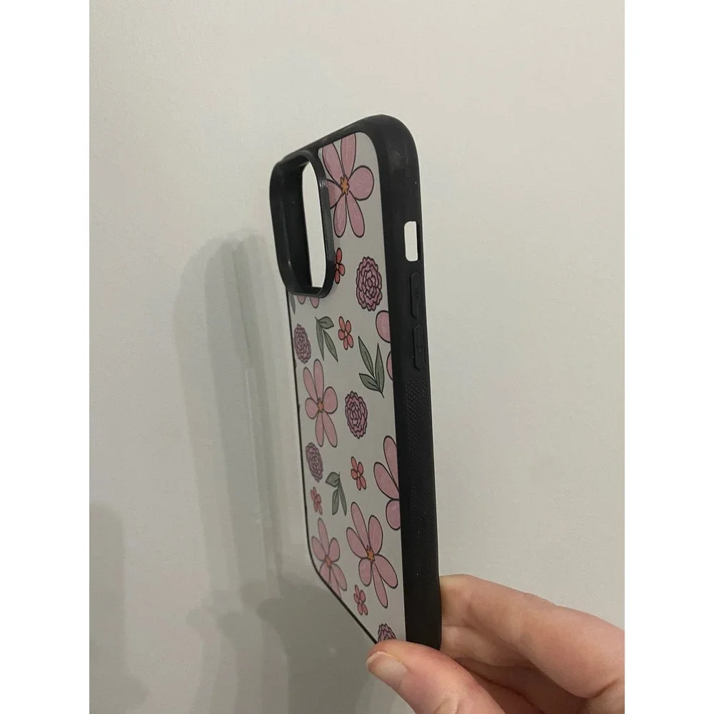 Floral Phone Case iPhone 14 Pro Max OS White Pink Purple Botanical Matte Bumper